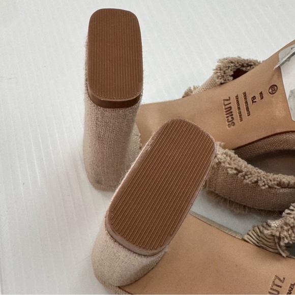 🆕 SCHUTZ Amely Beige Frayed Strap Heels NWT size 7 - Picture 10 of 16